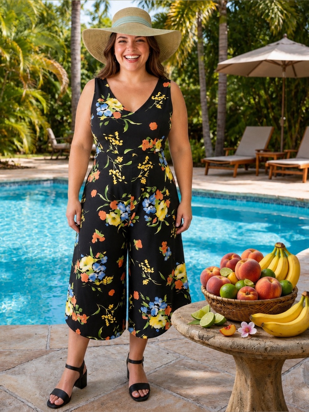 Emma & Michele Floral Wide Leg Jumpsuit - NWOT - Women's Med-Flawless!